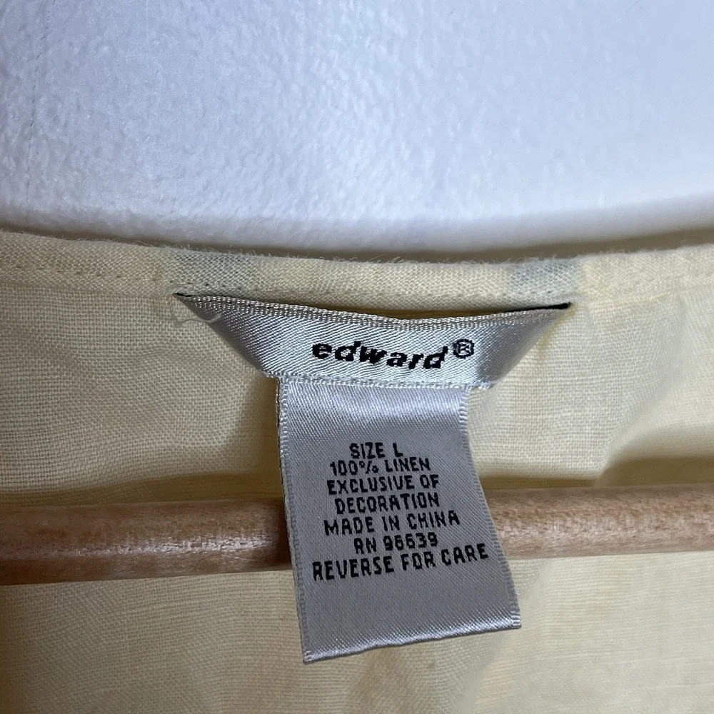 Y2K Linen Babydoll Top Butter Yellow Womens L Fairy Ethereal Lace Ruffled Pastel - Picture 5 of 7